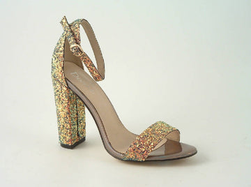 Glitz Shoes Divine Block High Heel Glitter Sandal Glitz Shoes
